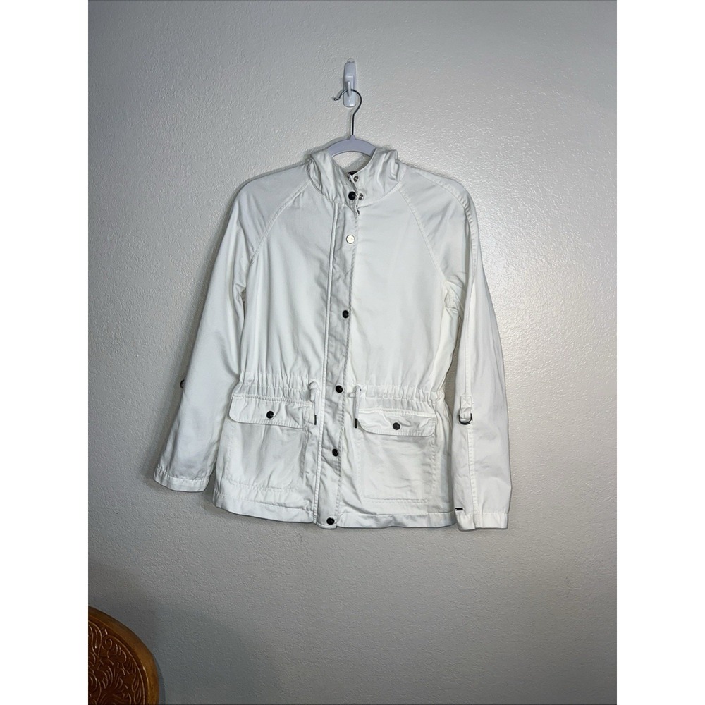 Women's White Denim Hooded Tommy Hilfiger Jacket Size Small